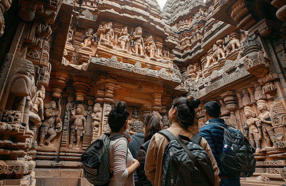 Group of travelers admiring Sri Lanka guided tours 