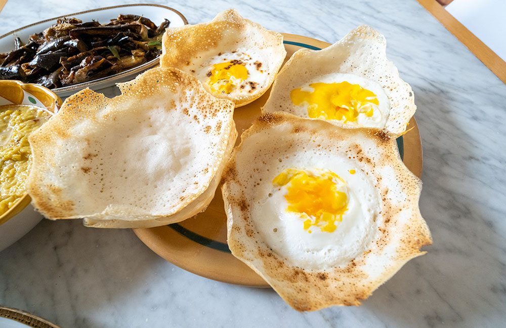 Homemade Sri Lankan egg hoppers dish